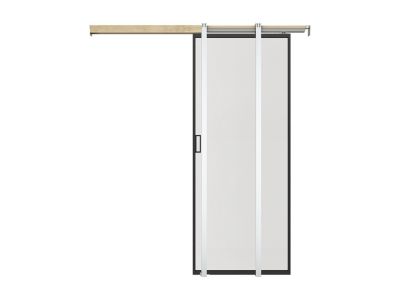 Porte coulissante avec système à galandage - aluminium et verre trempé dépoli - H205 x L63 cm - LINCI II