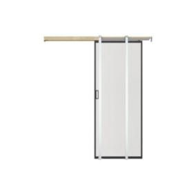 Porte coulissante avec système à galandage - aluminium et verre trempé dépoli - H205 x L93 cm - LINCI II