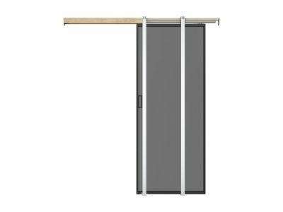 Porte coulissante avec système à galandage - aluminium et verre trempé fumé dépoli - H205 x L73 cm - LINCI II