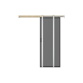 Porte coulissante avec système à galandage - aluminium et verre trempé fumé dépoli - H205 x L93 cm - LINCI II