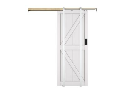 Porte coulissante avec système à galandage  en bois et MDF - blanc - H205 x 83 cm - NEFARA