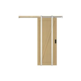 Porte coulissante avec système à galandage en bois et MDF - Naturel clair - H205 x L83 cm - BALERMA