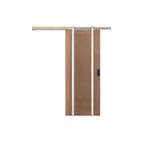 Porte coulissante avec système à galandage en MDF et bois naturel foncé - H205 x L83 cm - SANDORA