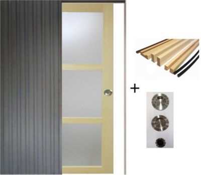 Porte Coulissante Ayous Vitrée H204 X L93 Cm, Galandage, Kit Finition ...