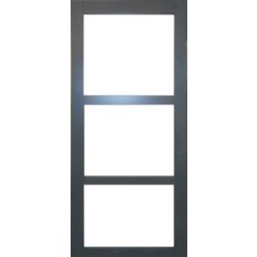 Porte Coulissante Blakeria Vitrage Transparent Ral7016 H204 X L83 + Système à Galandage (sans Kit Finition) Gd Menuiseries