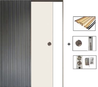 Porte Coulissante Blanc Pur Lacdor  H204 X L83 Cm,galandage, Kit Finition Gd Menuiseries