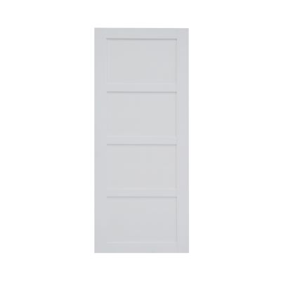 Porte coulissante blanche 4 panneaux, âme pleine 83 x 204 cm, Connemara