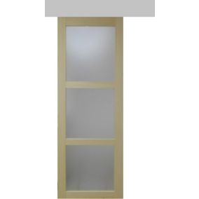 Porte Coulissante Bois Ayous Vitrée H204 X L73 + Rail Alu Gd Menuiseries