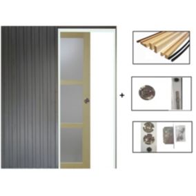 Porte Coulissante Bois Ayous Vitrée H204 X L73 + Système à Galandage Et Kit Finition Inclus Gd Menuiseries