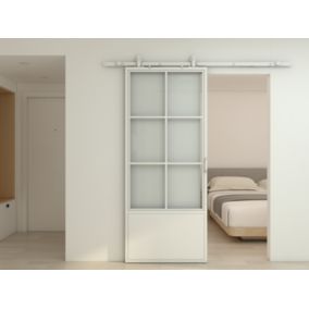 Porte coulissante complète en verre Schulte - 102x220cm - blanc - système ouvert-double softclose