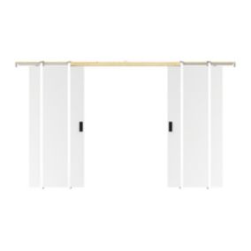 Porte coulissante double avec système à galandage - 2 x H205 x L83 cm - MDF + PVC Blanc - VARIN II