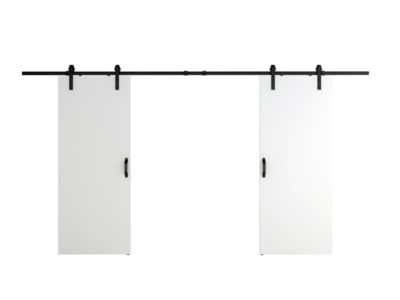 Porte coulissante double en applique - 2 x H205 x L83 cm - MDF + PVC Blanc - VARINA