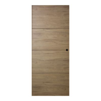 Porte coulissante effet chêne, âme alvéolaire avec poignée 63 x 204 cm, Fortia Sanoa