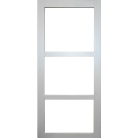 Porte Coulissante Greyria Gris Clair Ral7035 Vitrage Transparent H204 X L73 + Serrure à Condamnation Gd Menuiseries