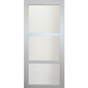 Porte Coulissante Greyria Gris Clair Ral7035 Vitree H204 X L73 + Serrure à Condamnation Gd Menuiseries