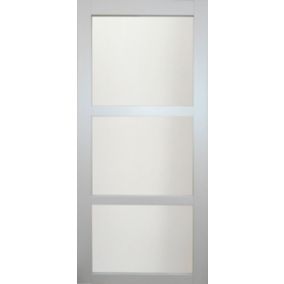 Porte Coulissante Greyria Gris Clair Ral7035 Vitree H204 X L73 + Système à Galandage (sans Kit Finition) Gd Menuiseries