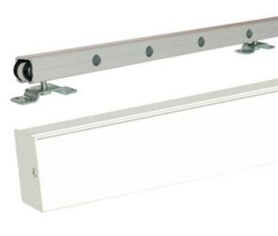 Porte Coulissante Gris Taupe Ral 7006 Vitrée H204 X L73 Cm, Rail Bandeau Blanc Gd Menuiseries