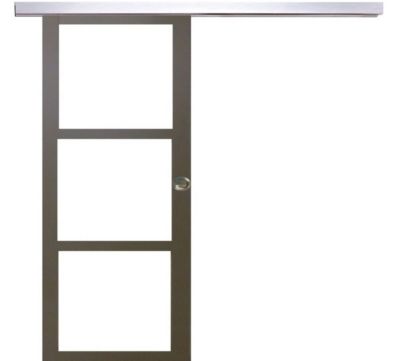 Porte Coulissante Gris Taupe Ral 7006 Vitrage Transparent H204 X L73 Cm ...