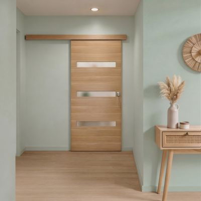 Porte coulissante Inara chêne avec vitrage H. 204 x l. 73 cm Fortia