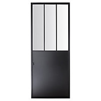 Porte coulissante Industrial noire H.204 x l.83 cm