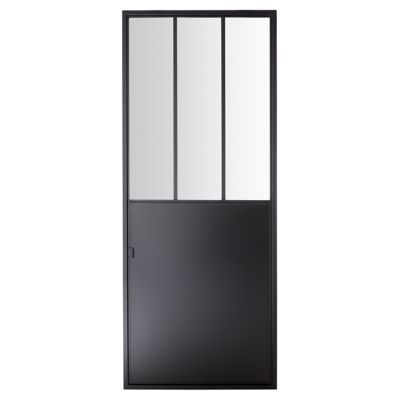 Porte coulissante Industrial noire H.204 x l.83 cm