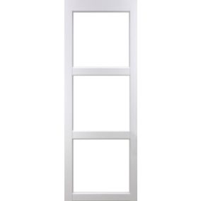 Porte Coulissante Kenya Blanc Vitrage Transparent H204 X L73 + Serrure à Condamnation Gd Menuiseries