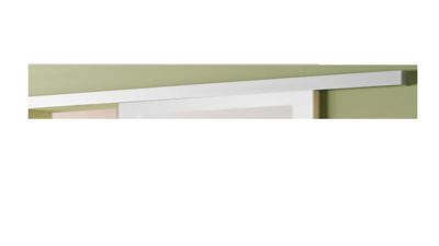 Porte Coulissante Kenya Blanc Vitree H204 X L83 + Rail Aluminium Bandeau Blanc Et 2 Coquilles Gd Menuiseries