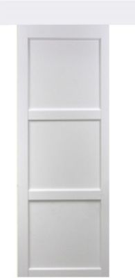 porte Coulissante Korya Blanc 3 Panneaux H204 X L73 + Rail Alu Bandeau Blanc Et 2 Coquilles Gd Menuiseries