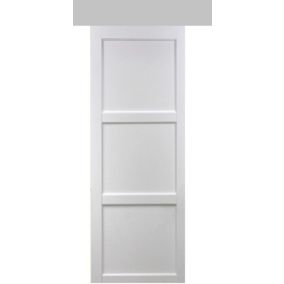 Porte Coulissante Korya Blanc 3 Panneaux H204 X L73 + Rail Alu Et 2 Coquilles Gd Menuiseries