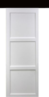 porte Coulissante Korya Blanc 3 Panneaux H204 X L83 + Rail Alu Bandeau Noir Et 2 Coquilles Gd Menuiseries