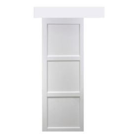 Porte Coulissante Korya Blanc 3 Panneaux H204 X L83 + Rail Alu Et 2 Coquilles Gd Menuiseries