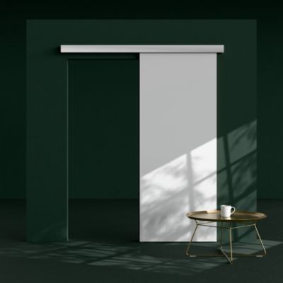 Porte Coulissante non percée avec Rail - Prépeinte Plane 83 cm
