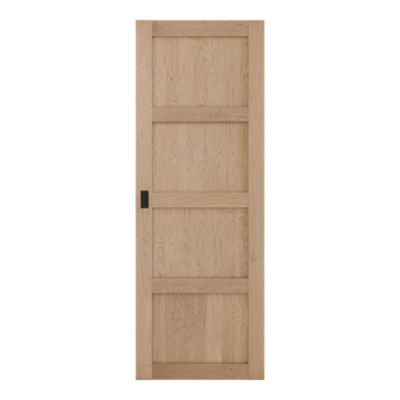 Porte coulissante placage chêne 4 panneaux, âme pleine 73 x 204 cm, Fortia Connemara