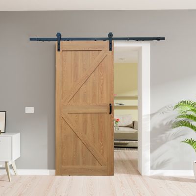 Porte Coulissante Schulte Intérieur En Bois - 77x206 - Chêne - Oak - Système Ouvert Noir