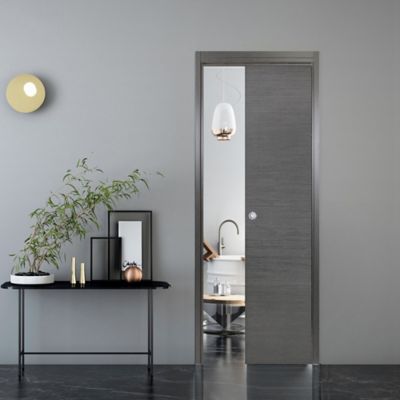 Porte coulissante Summa grise H.204 x l.93 cm