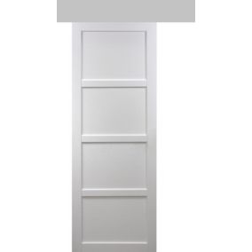 Porte Coulissante Tamera Blanc 4 Panneaux H204 X L83 + Rail Alu Et 2 Coquilles Gd Menuiseries