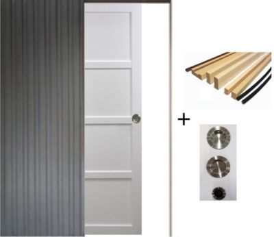Porte Coulissante Tamera Blanc H204 X L73 Cm, Galandage, Kit Finition (coquille Et Tire Doigt) Gd Menuiseries