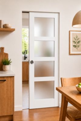Porte Coulissante Tana Blanc Vitrée H204 X L83 Cm, Galandage Gd Menuiseries
