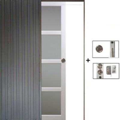 Porte Coulissante Tana Blanc Vitrée H204 X L83 Cm, Galandage Gd Menuiseries