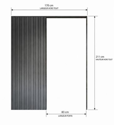 Porte Coulissante Telia Noir Vitrée H204 X L83 Cm, Galandage, Kit De Finition Gd Menuiseries