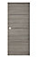 Porte coulissante Triaconta gris clair inserts noirs mat H.204 x l.83 cm