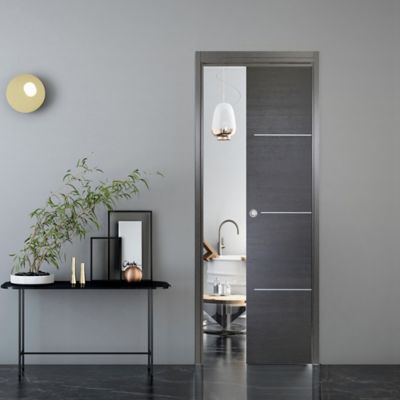 Porte coulissante Triaconta grise H.204 x l.73 cm