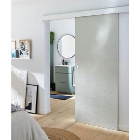 Porte coulissante Vague relief blanc H.204 x l.83 cm