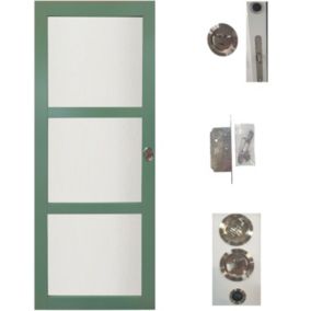 Porte Coulissante Vert Ral 6021 Vitree H204 X L73 + Système à Galandage (sans Kit Finition) Gd Menuiseries