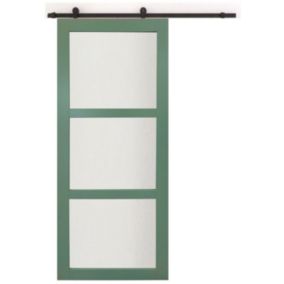 Porte Coulissante Vert Vitree H204 X L73 + Rail A Roulette Gd Menuiseries