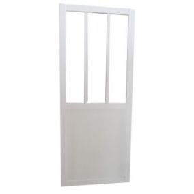 Porte coulissante vitrée esprit atelier blanc H.204 x l.83 cm
