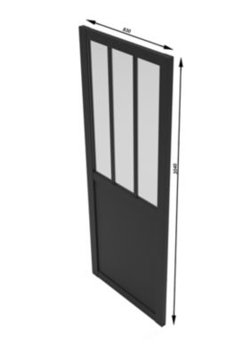Porte coulissante vitrée esprit atelier H.204 x l.83 cm