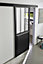 Porte coulissante vitrée esprit atelier noire H.204 x l.83 cm + système en applique