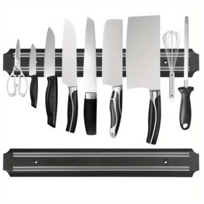 Porte - Couteaux Magnétiques Noirs, Économie d'Espace, Barre de Fixation Murale, PP Durable, Sans Perçage