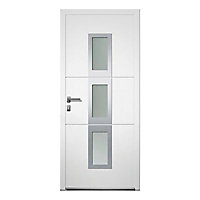 Porte d'entrée aluminium 4 ALU Ava blanc 90 x h.215 cm poussant droit